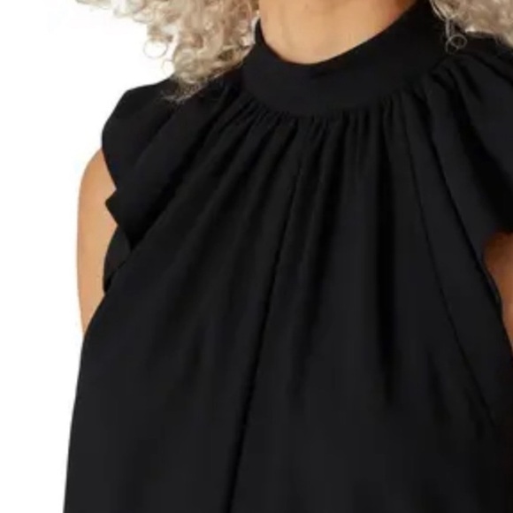 Victoria Beckham black flutter sleeve pocket dress high button neck size 10 - Picture 4 of 12